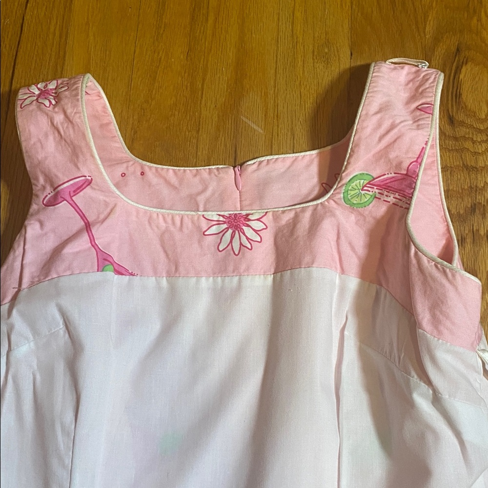 Lilly Pulitzer Pink Sleeveless Dress with Floral and Cocktail Print - Picture 8 of 12